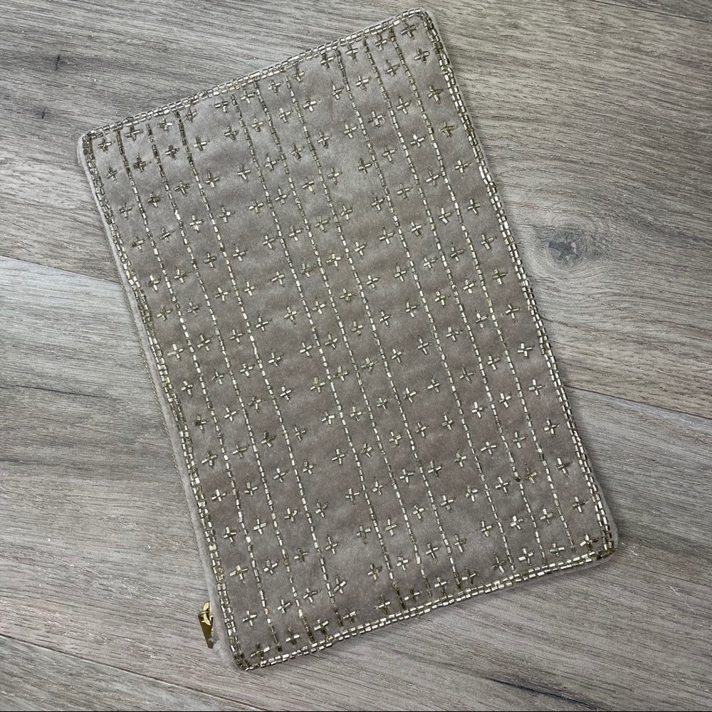 LOFT beaded zippered pouch